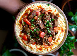 Large Hommous with spiced Beef
